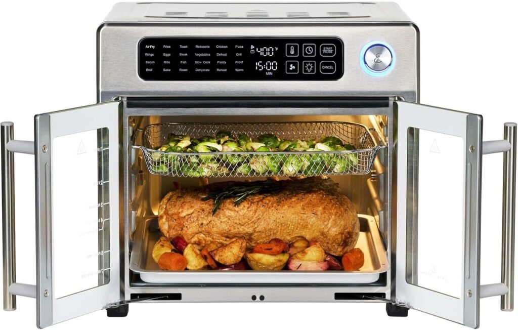 Emeril Lagasse 26 QT Extra Large Air Fryer, Convection Toaster Oven with French Doors, Stainless Steel